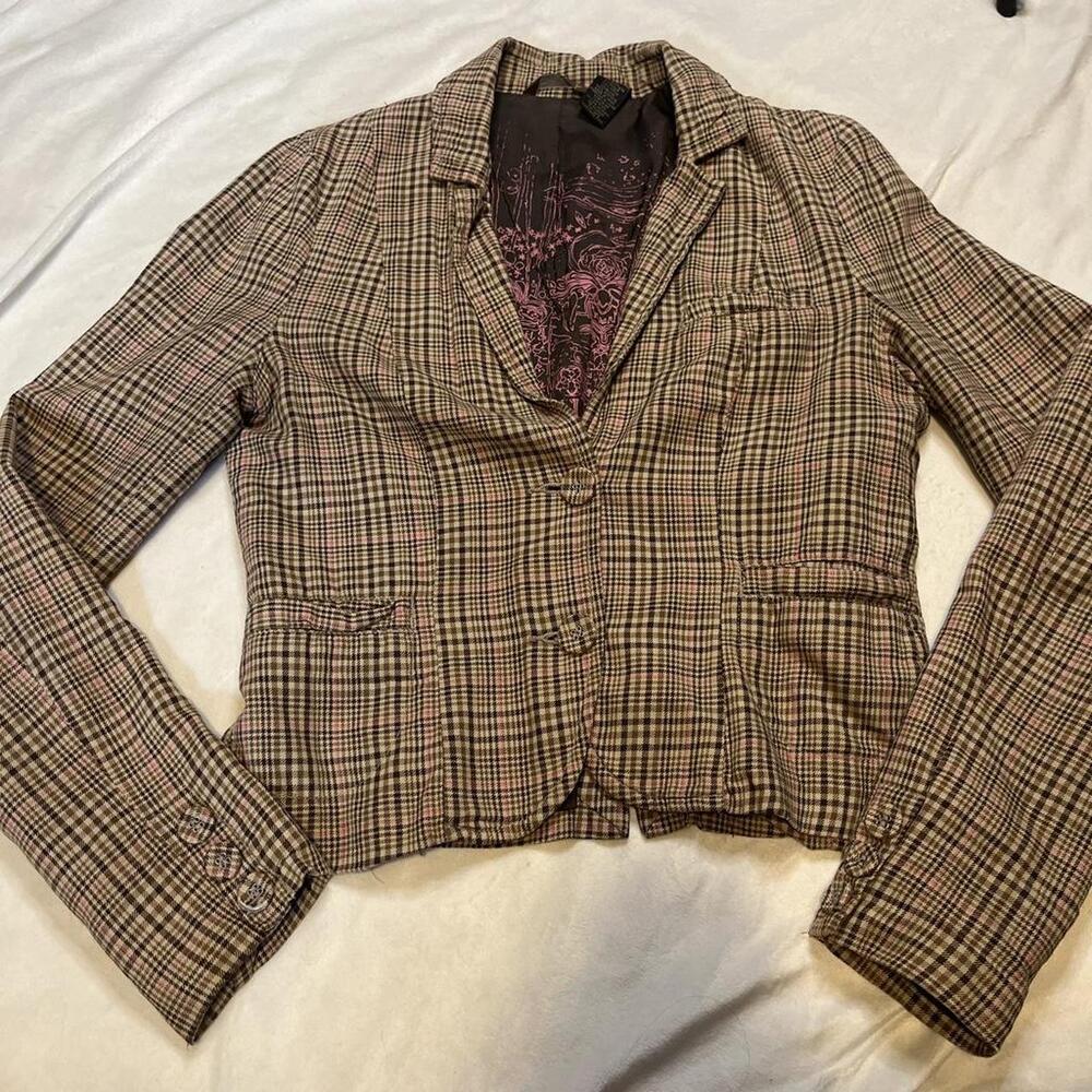 VINTAGE Y2K ROXY PLAID BLAZER size small
